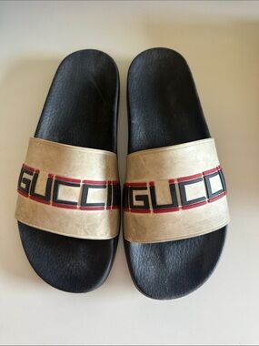 White Gucci Slides